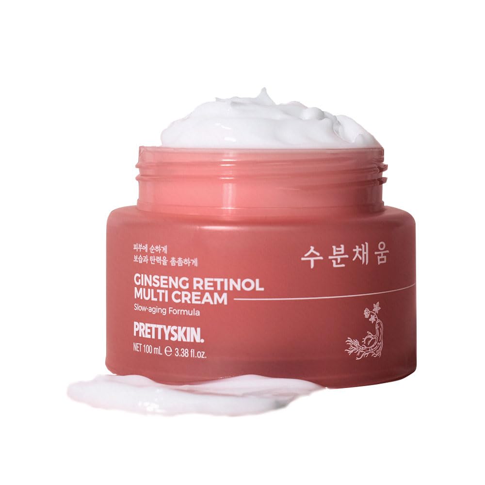 PRETTYSKIN ginseng extract retinol multi cream packaging highlights premium hydration.