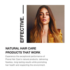 PREVIA Anti-Frizz Gloss dispense action for quick styling.