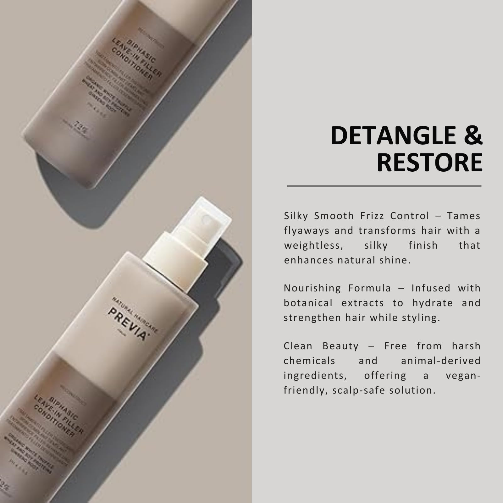 PREVIA white truffle formula adds shine and smoothness to strands