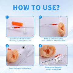 Prgislew catheter piercing 18G hollow catheter highlighting clean, accurate entry for piercings