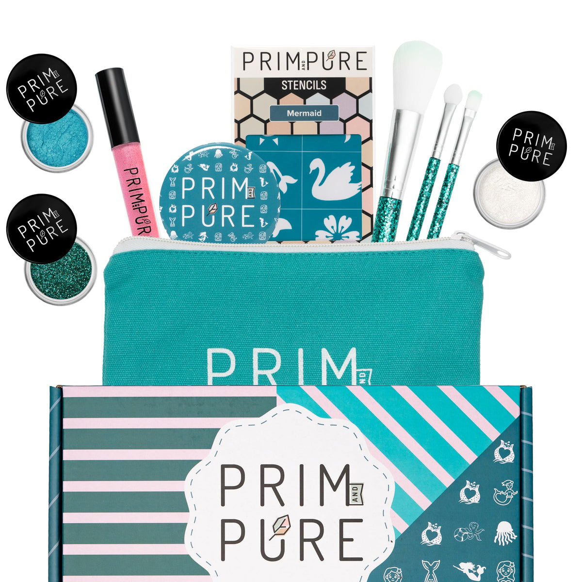 Prim and Pure Mermaid Blue stencil set for creative playtime makeup.