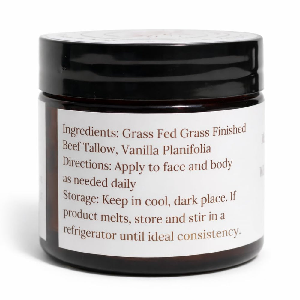 Primal Basics vitamin-rich tallow ingredients list emphasizing vitamins A, D, E, K.