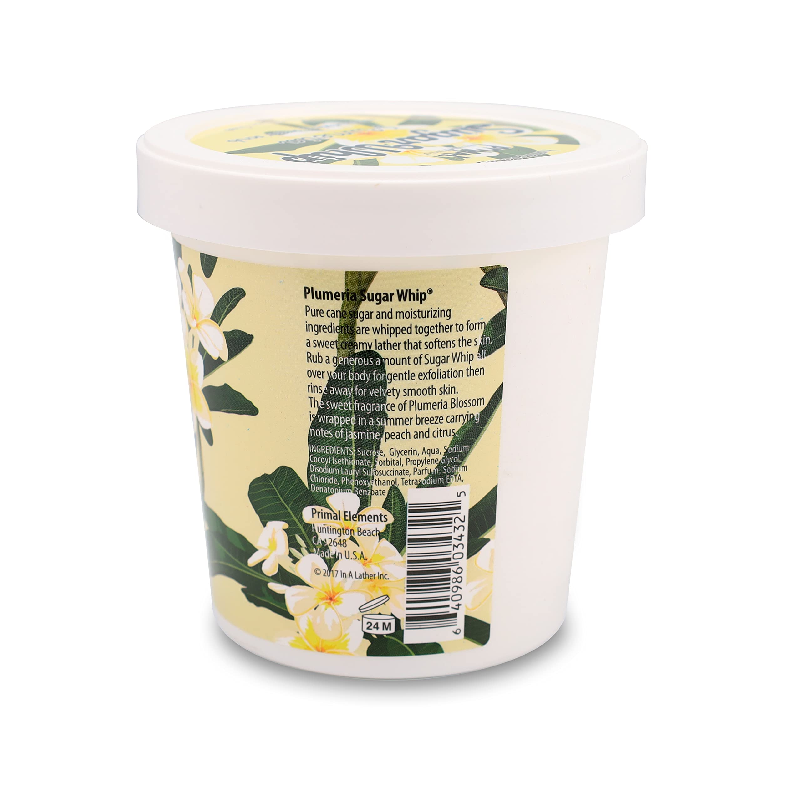 Primal Elements Sugar Whip creamy lather, ideal for daily cleansing in the shower.