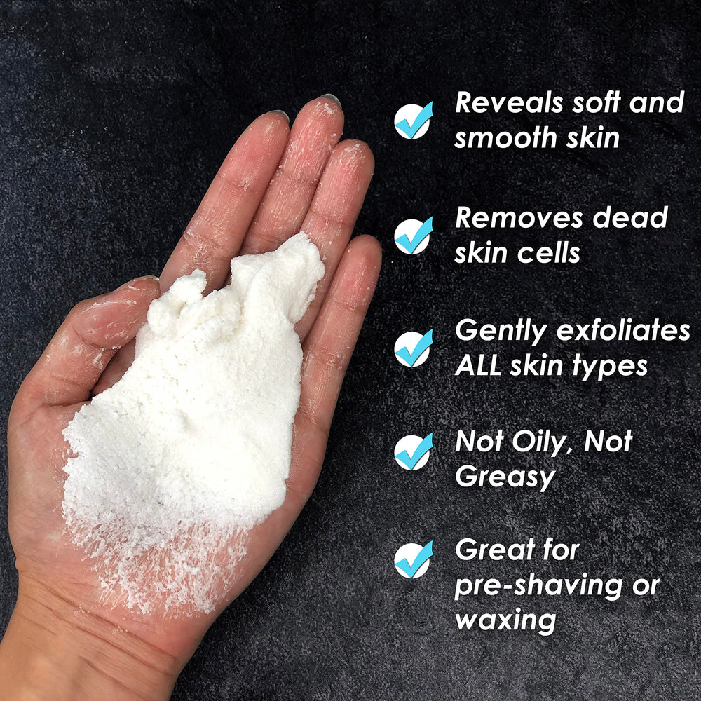Sugar Exfoliant close-up: natural cane sugar for gentle skin smoothing.