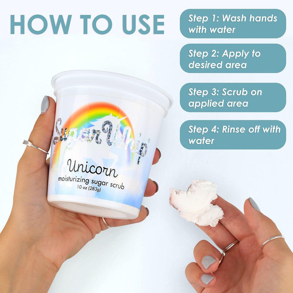 Unicorn Sugar Whip jar highlighting glycerin-based moisture and fragrance.