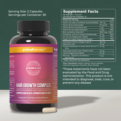 Primal Harvest pills ready for daily use to support hair health.