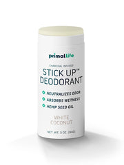 Primal Life Organics Stick Up bottle in White Coconut for all-day freshness.
