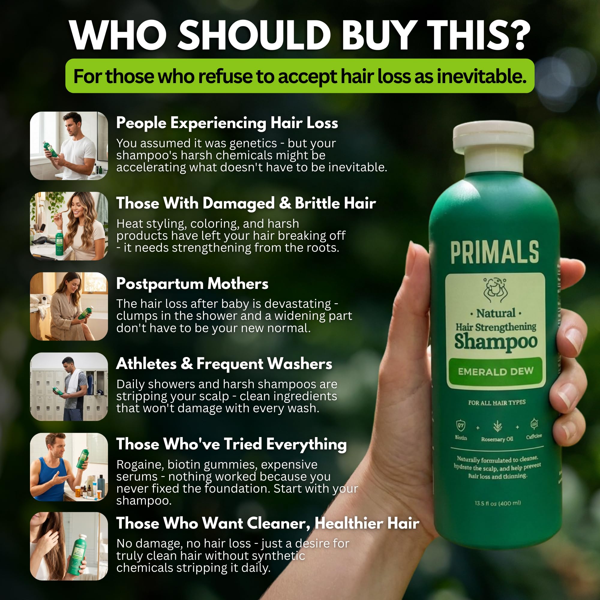 PRIMALS foaming-lather indicates gentle cleansing for manageable hair.