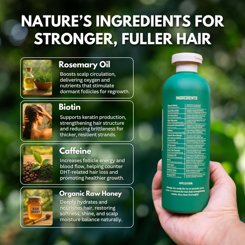 PRIMALS green tea extract soothes scalp and provides balanced hydration.