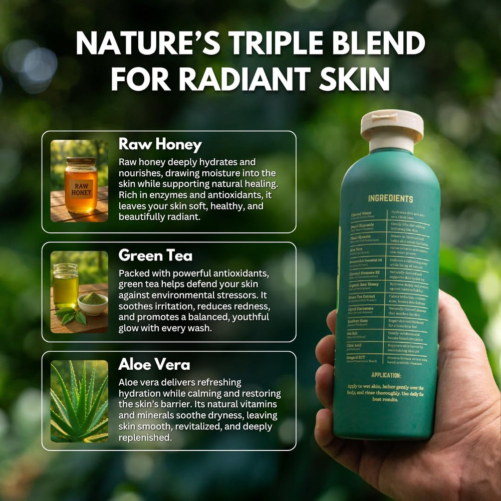 PRIMALS Label artwork on bottle communicates natural ingredients and honeysuckle scent