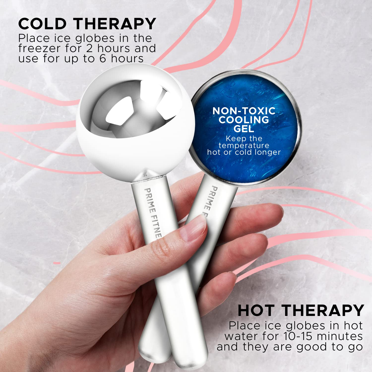 PRIME Fitness Cryo sticks for face providing targeted cooling massage.