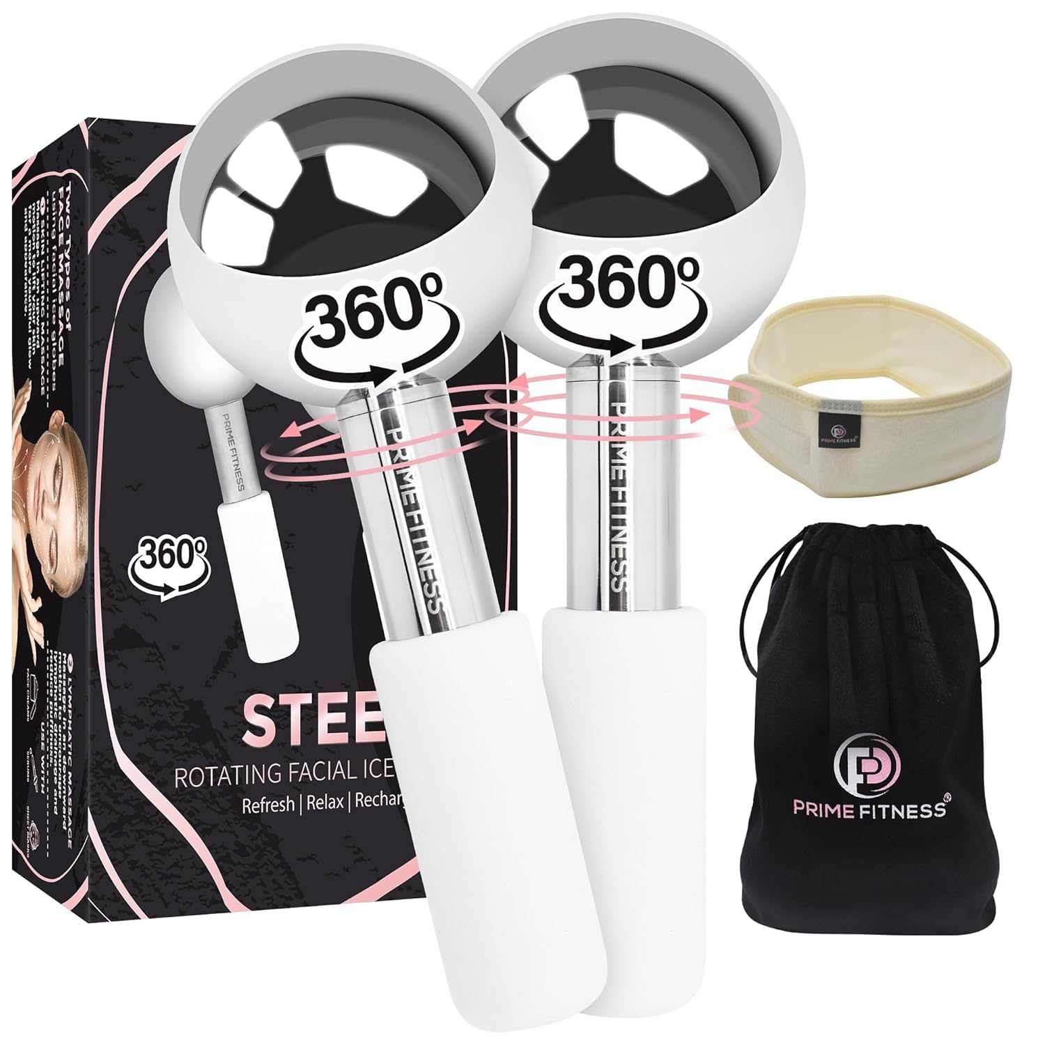 PRIME Fitness Ice Globes facial cooling roller delivers a soothing depuffing massage.