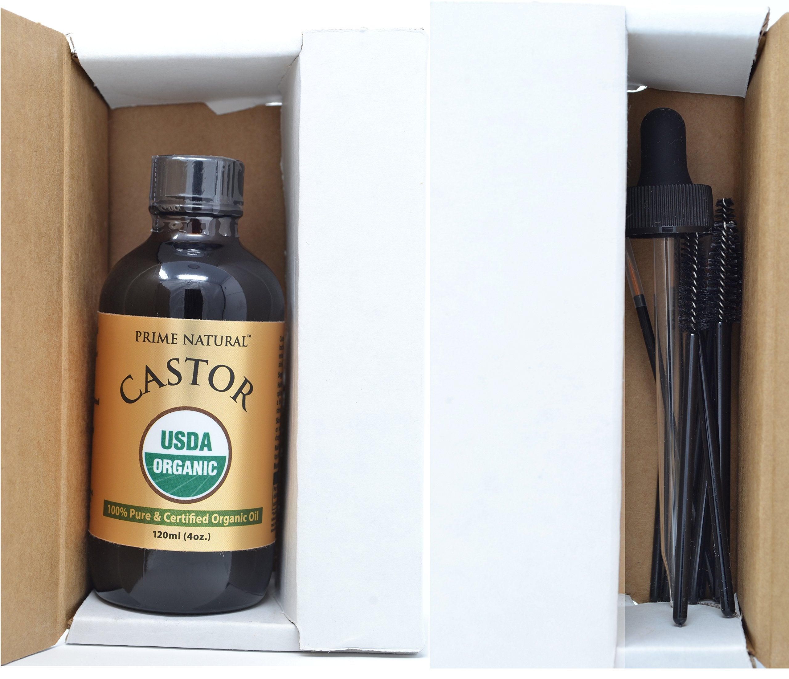 Prime Natural castor oil in use on skin and hair for moisturization and shine.