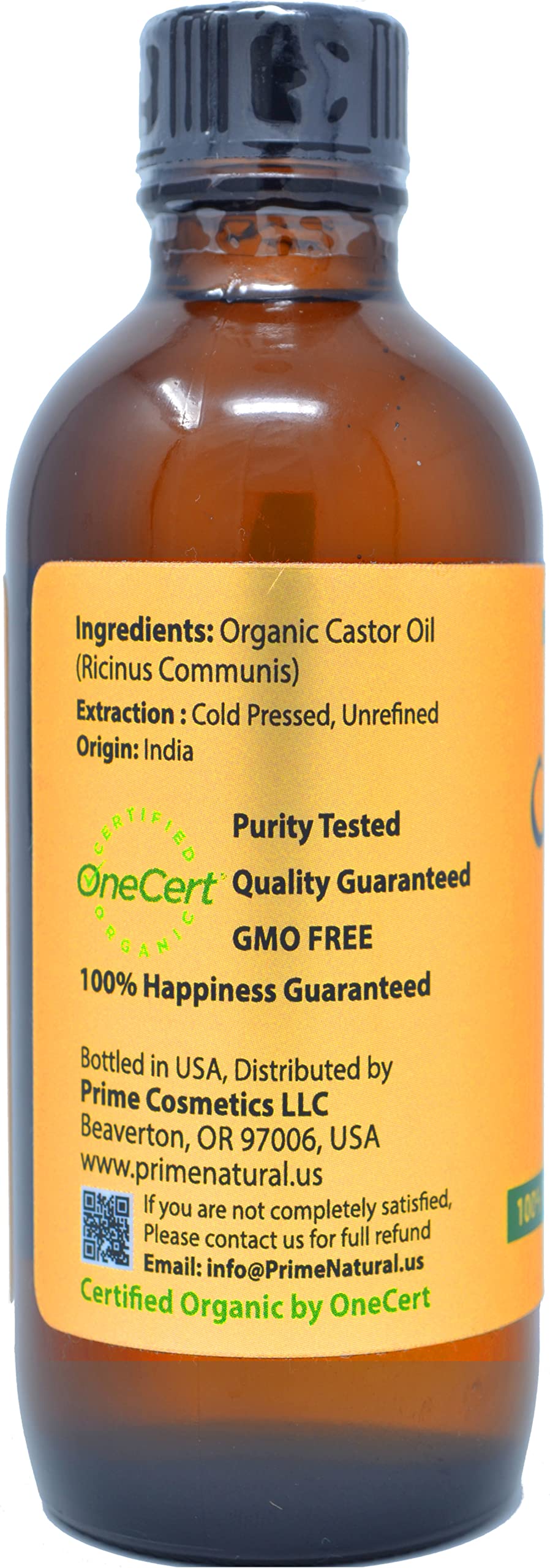 Prime Natural cold-pressed castor oil texture shows rich golden oil for deep moisturization.