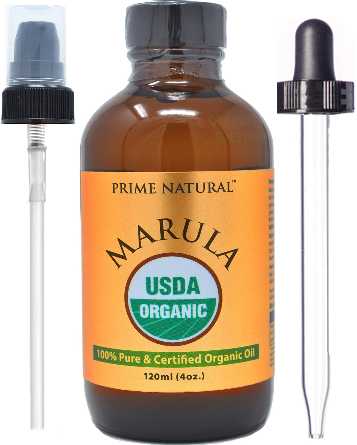 PRIME NATURAL Marula Oil bottle with pump for easy daily skin care.