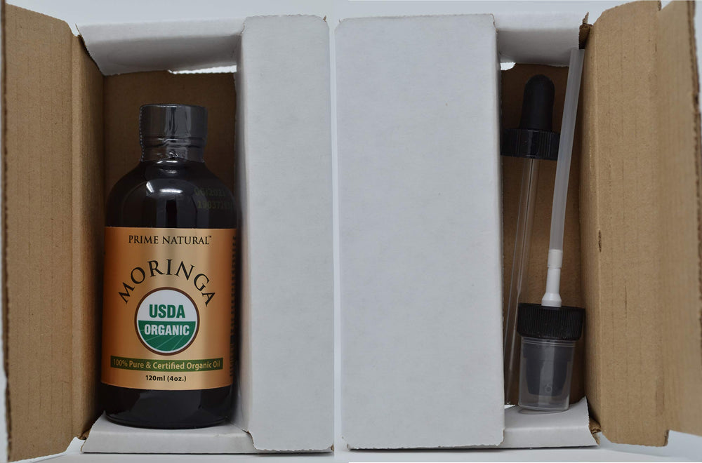 Prime Natural Moringa Oil application supports skin, hair, and nails
