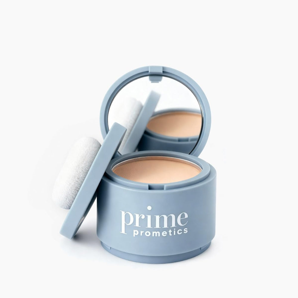 Prime Prometics Instant Coverage Hairline Powder hides roots for quick, natural refresh.