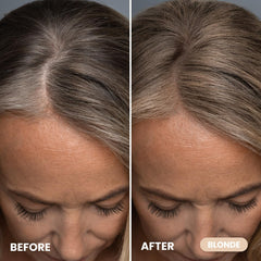 Prime Prometics powder blends with blonde roots for seamless color refresh.
