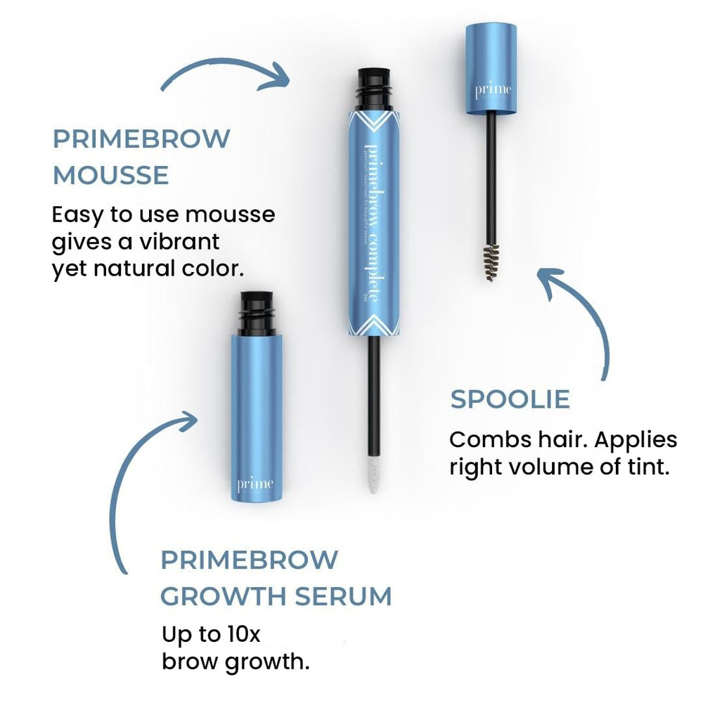 Prime Prometics PrimeBrow Complete spoolie brush shapes brow hairs.