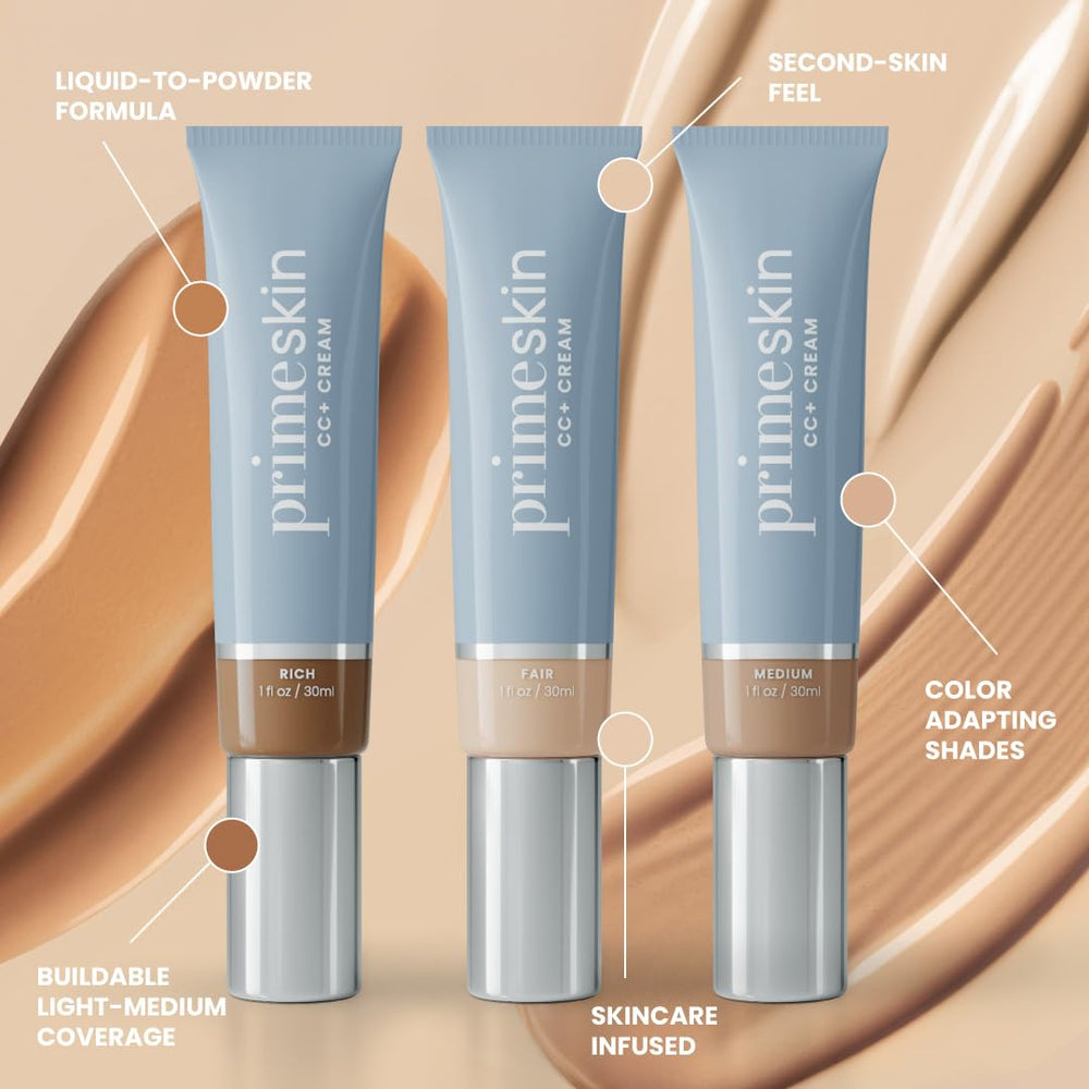 PrimePrometics PrimeSkin CC+ Cream nourishing formula hydrates and soothes for comfortable wear.