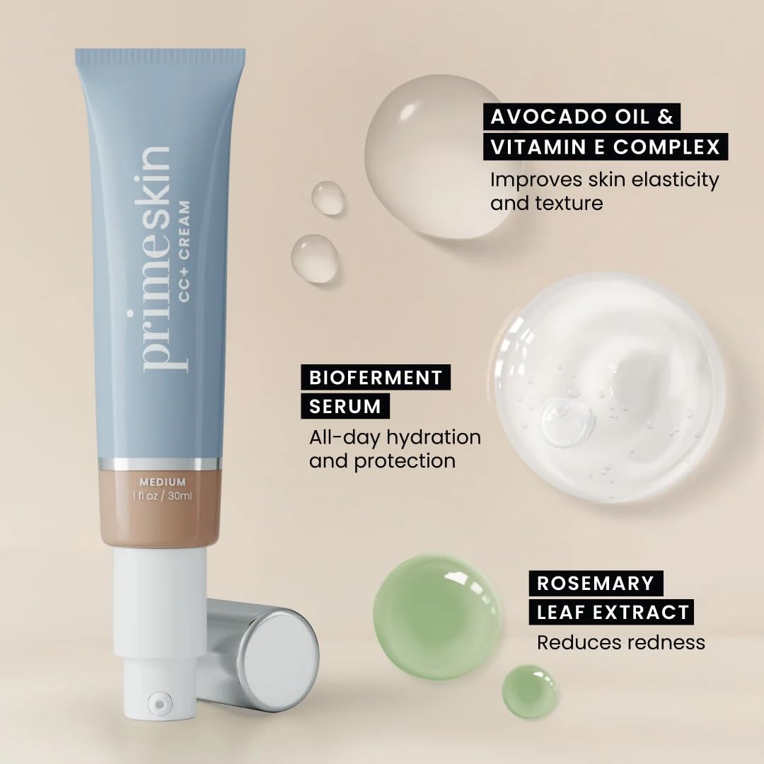 PrimePrometics PrimeSkin CC+ Cream pump bottle for mess-free daily use.