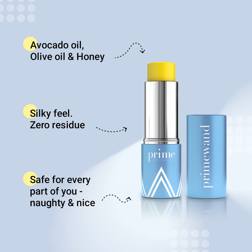 Prime Prometics PrimeWand Nourish swatch on skin delivering lasting moisture.