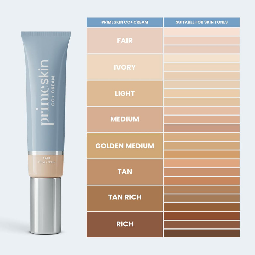 Close-up of PrimeSkin CC+ Cream texture swirling for a second-skin look.