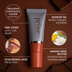 PrimeLip rosehip oil ingredient highlights nourishing care.