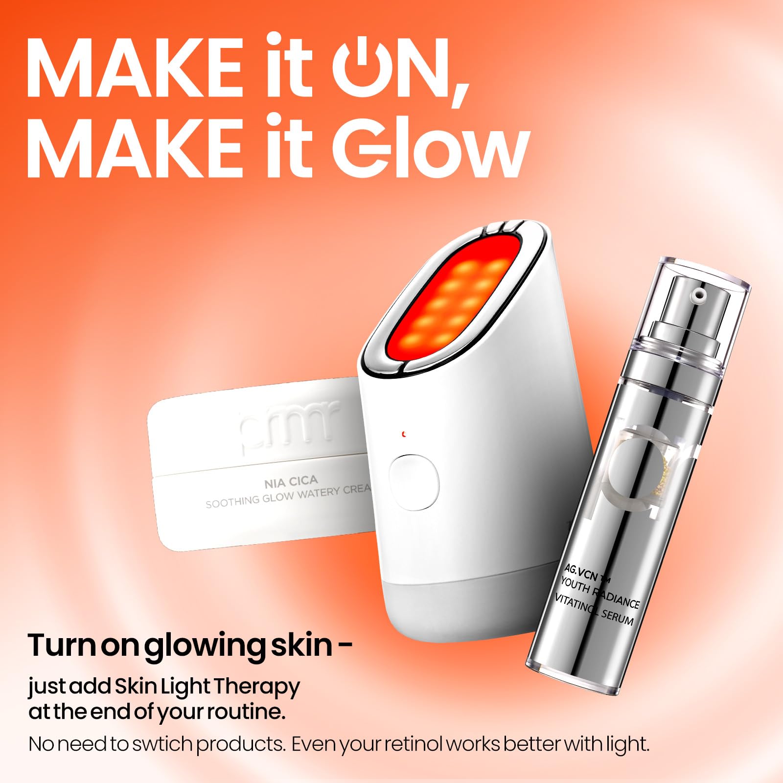 Primera PRMR routine setup with bottle ready for skincare