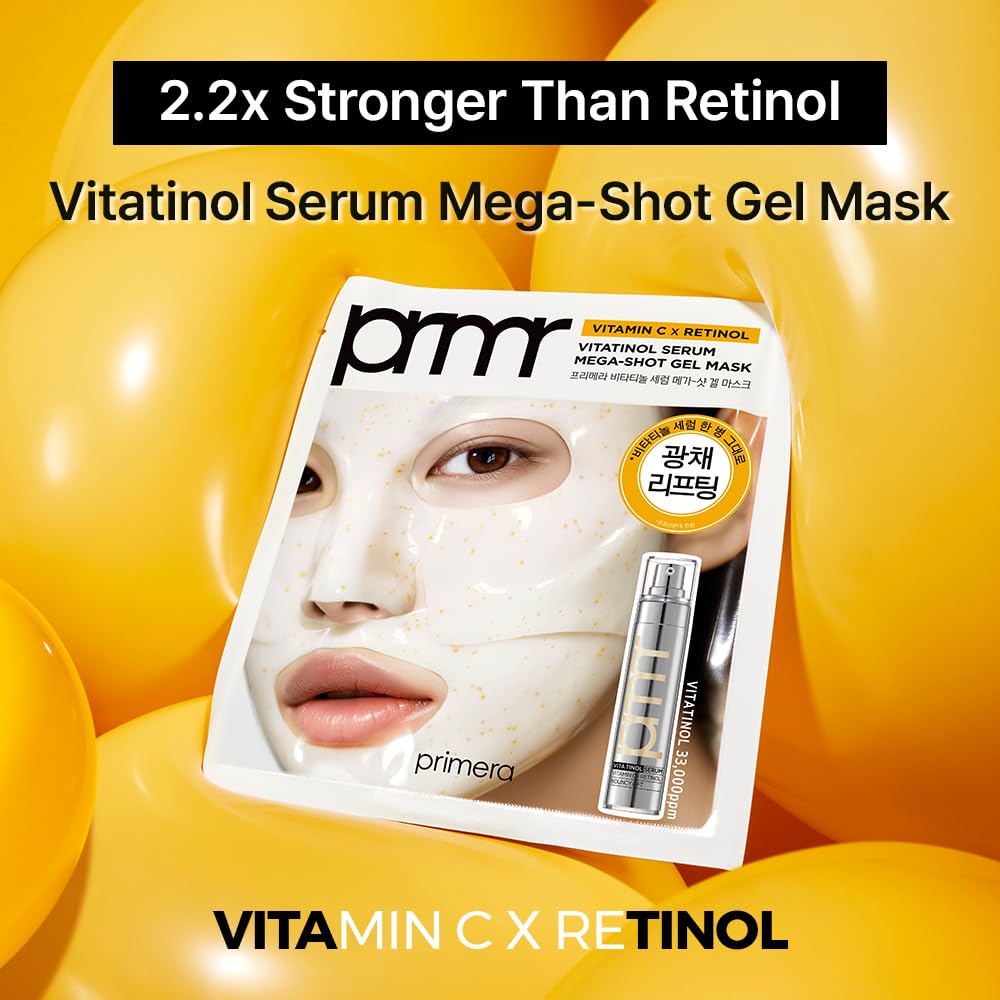 Product packaging highlights Vitatinol serum infusion for glowing skin overnight.