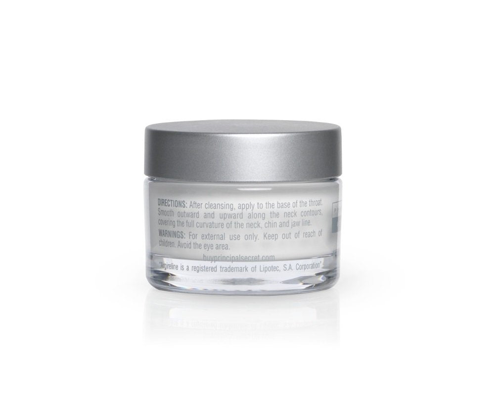 Principal Secret Reclaim neck jaw line cream texture closeup shows a smooth, nourishing formula