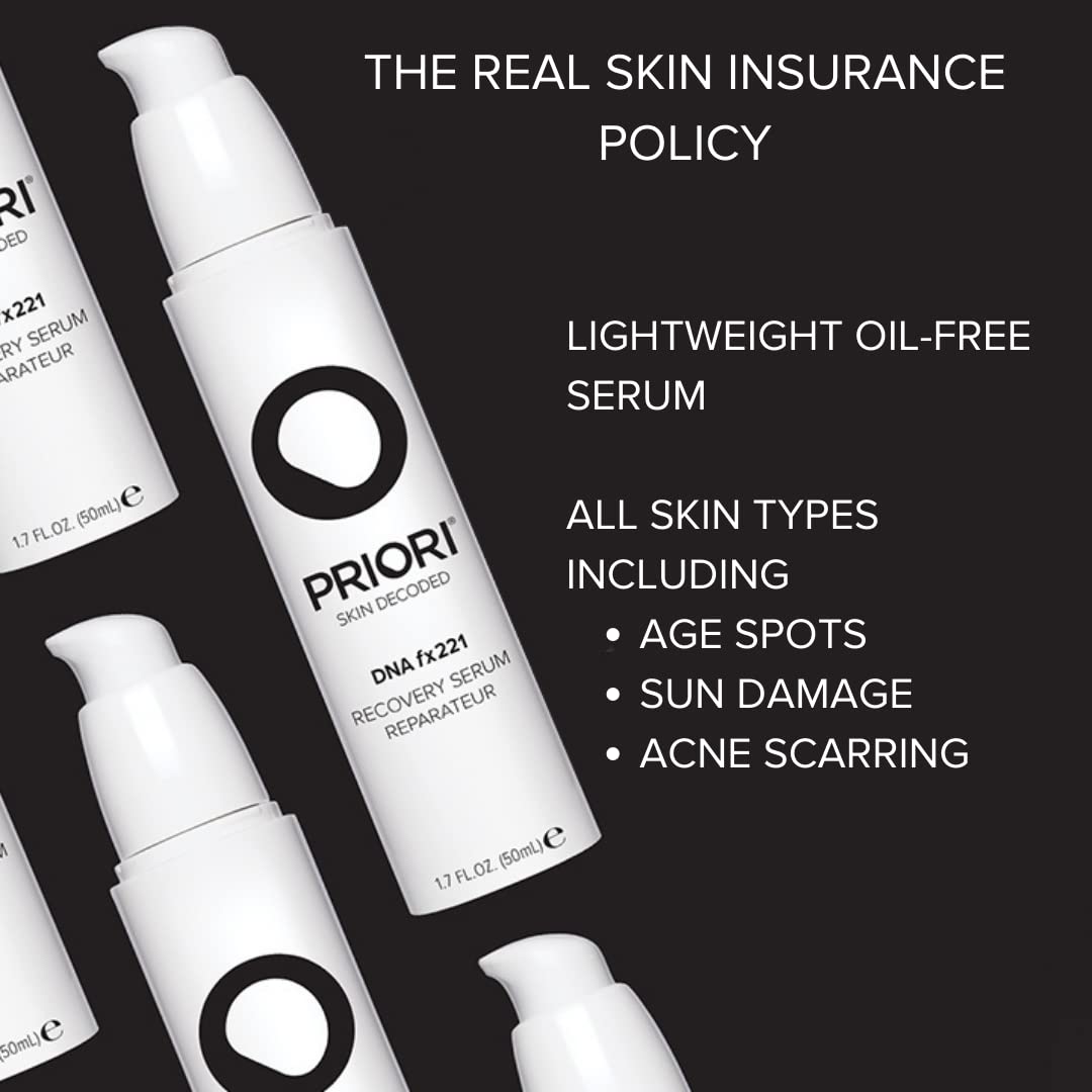 PRIORI DNA Recovery Serum packaging box illustrates fragrance-free formula.