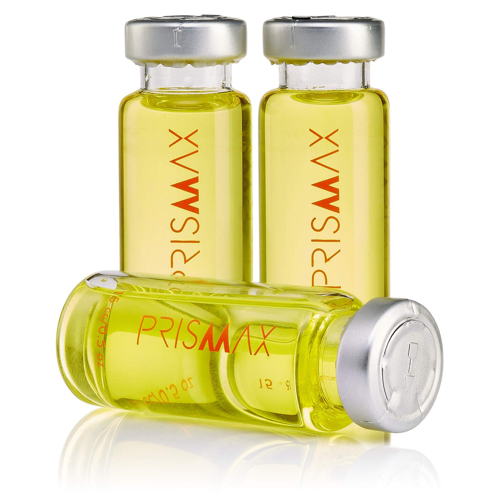 Prismax Nutritive Deep-Conditioning Hair Treatment bottle close-up showing creamy formula.