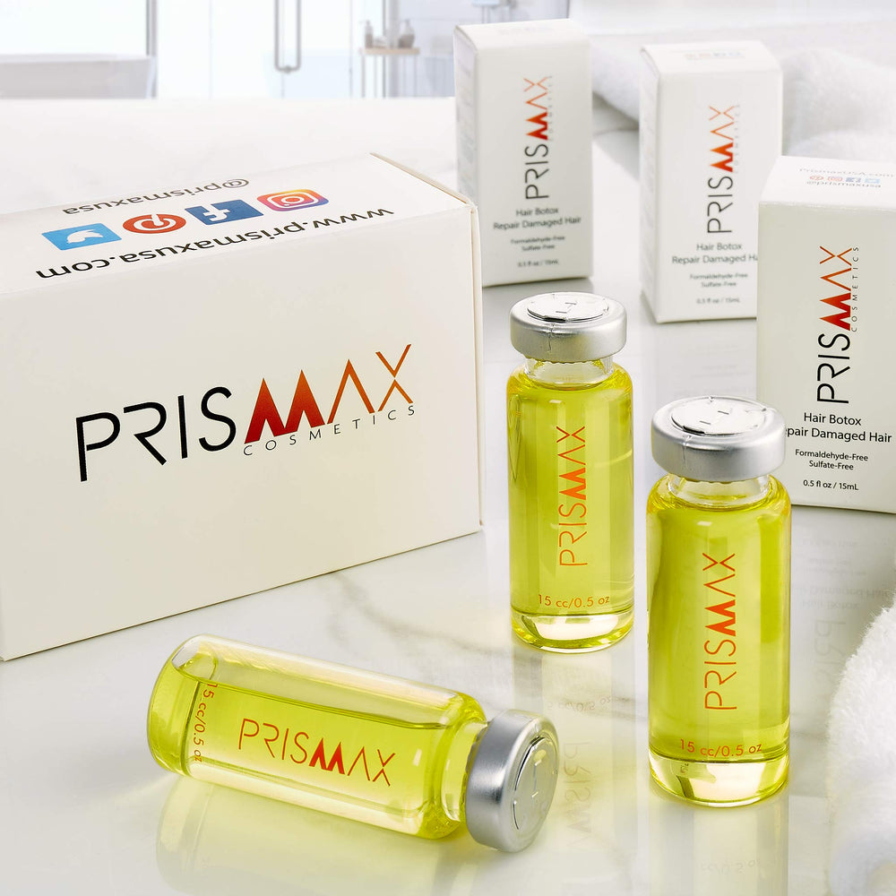 Prismax Nutritive Deep-Conditioning mixed vial demonstrates hydration activation.