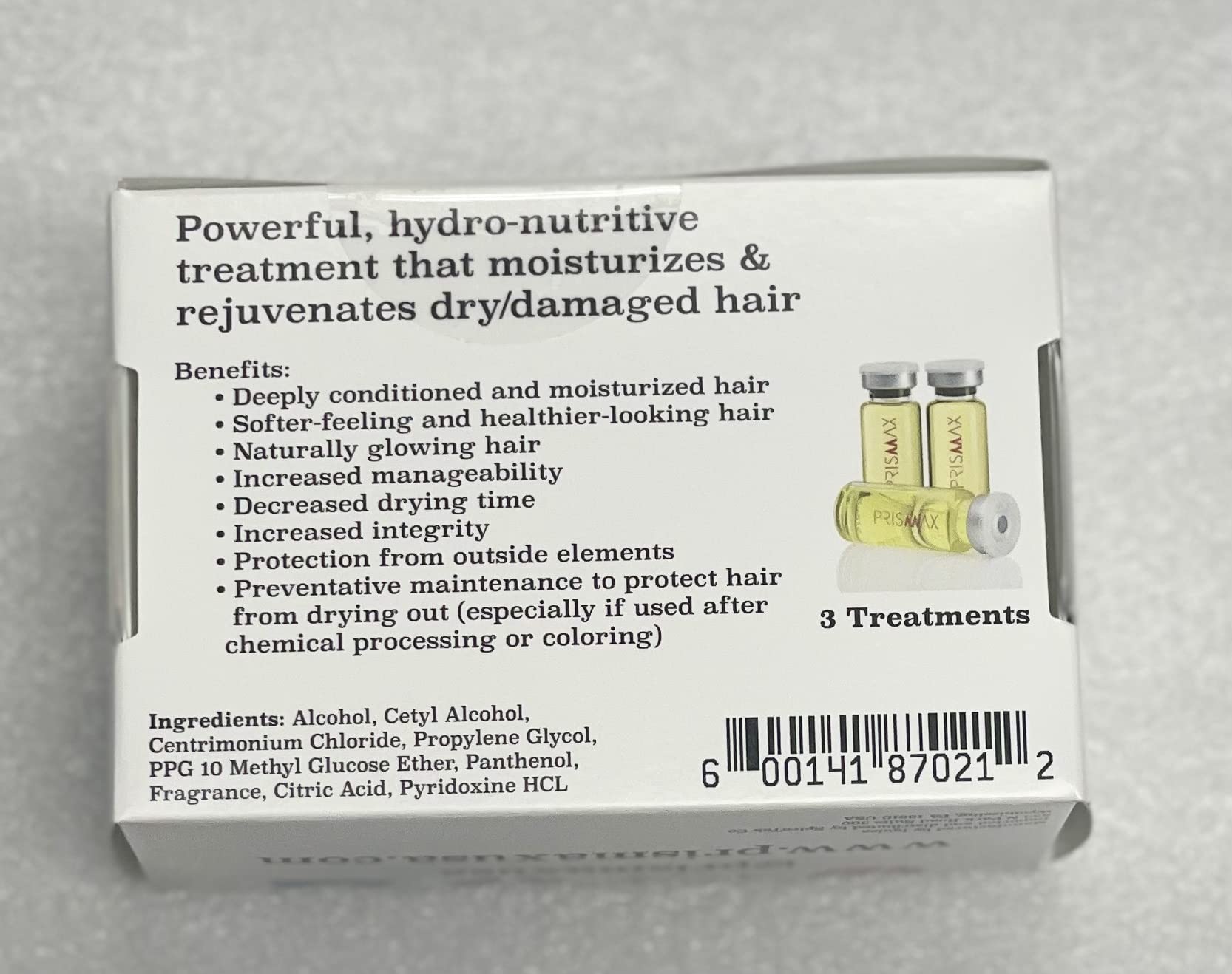 Prismax Nutritive packaging emphasizes formaldehyde-free and color-safe formula.