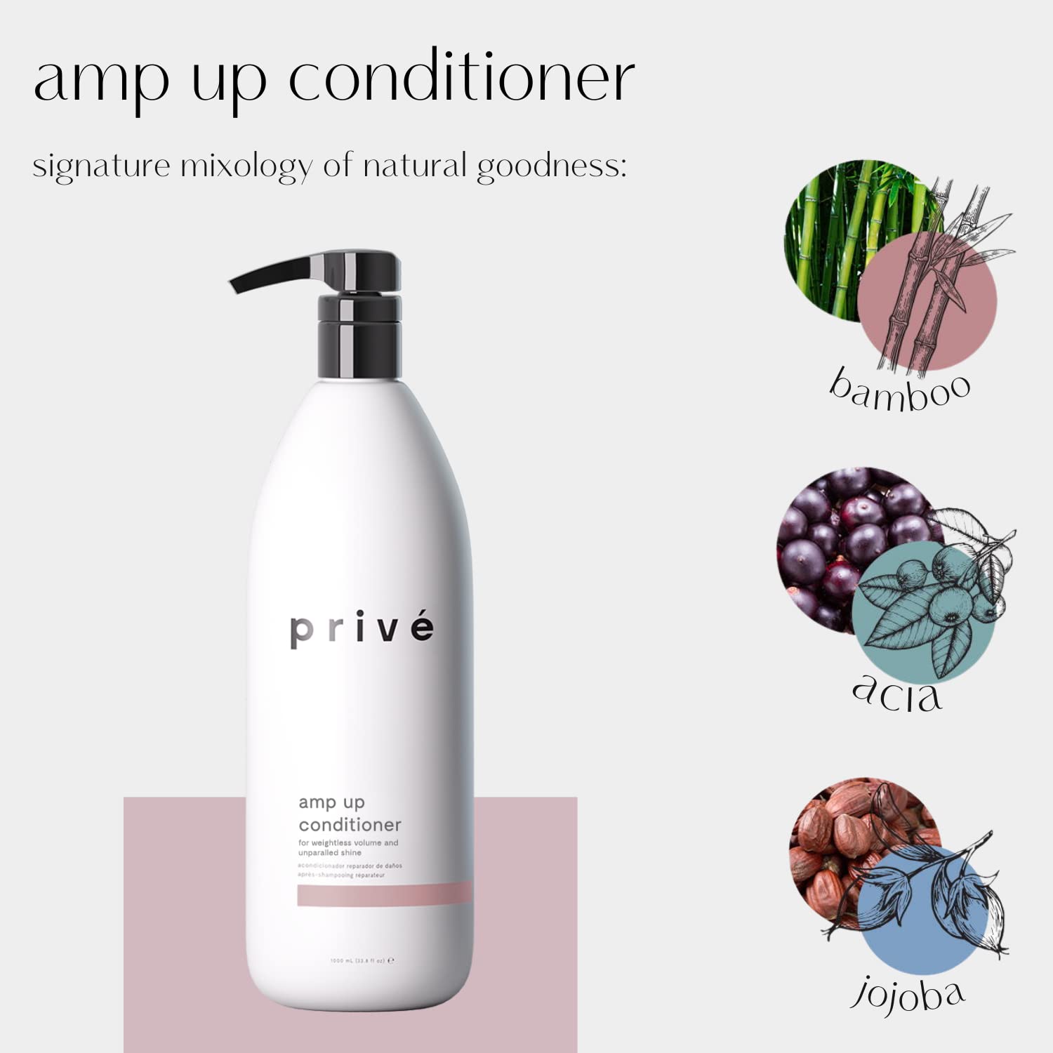 Privé Amp Up application model demonstrates light conditioning without heaviness.