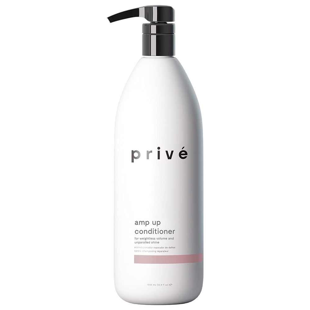 Privé Amp Up bottle front highlights weightless volume for fine hair.