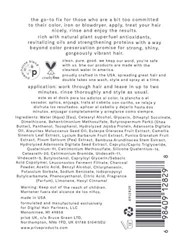 Prive Damage Fix Conditioner bottle back label with usage details