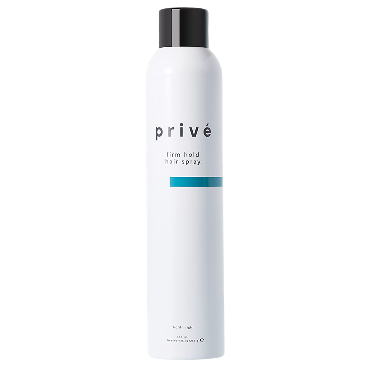 Privé firm hold hairspray bottle delivering all-day control and shine