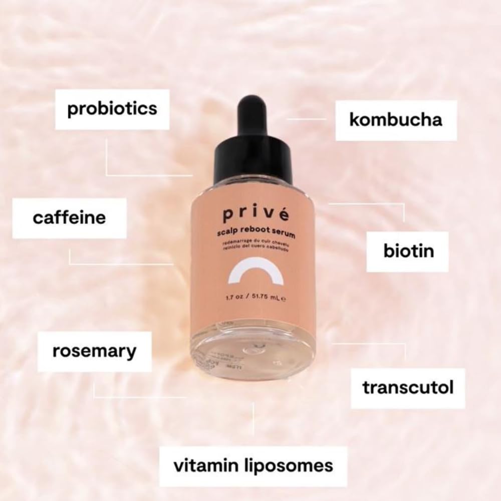Prive Reboot applying serum on scalp demonstrates calming application.