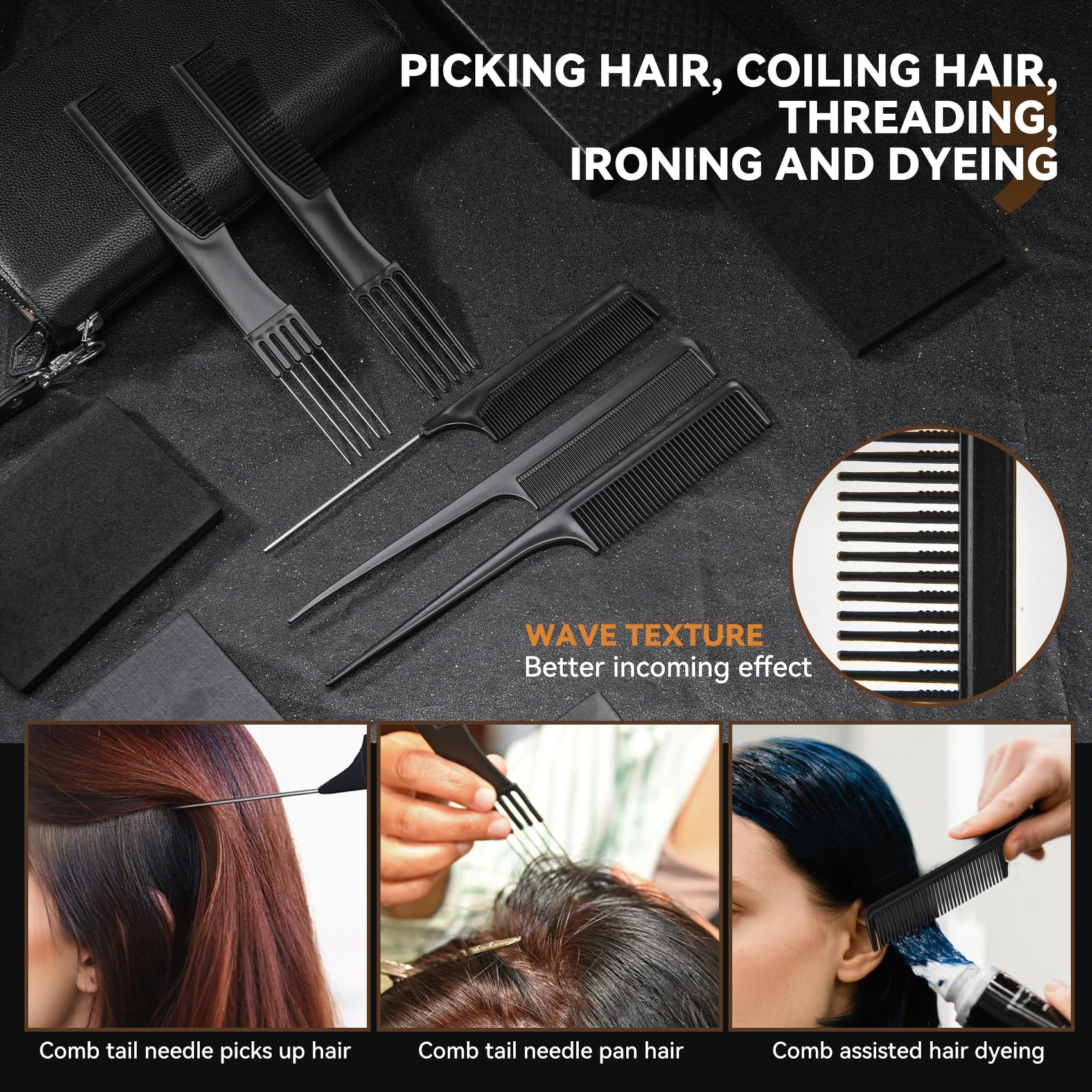 Pro Barber fine-toothed pointed-tail comb for accurate sections