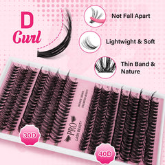 30D-40D cluster lashes 9-16 mix from PRO LASHBEAUTY