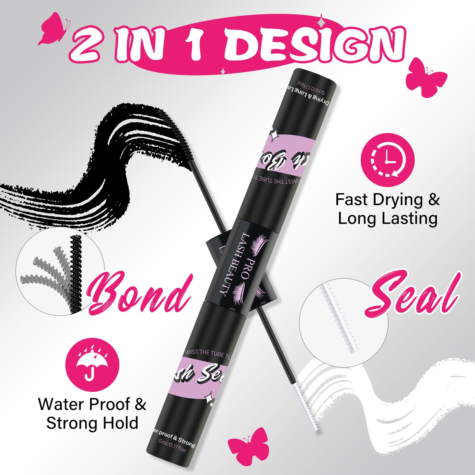 PRO LASHBEAUTY Black bond bottle highlights eyeliner-like enhancement