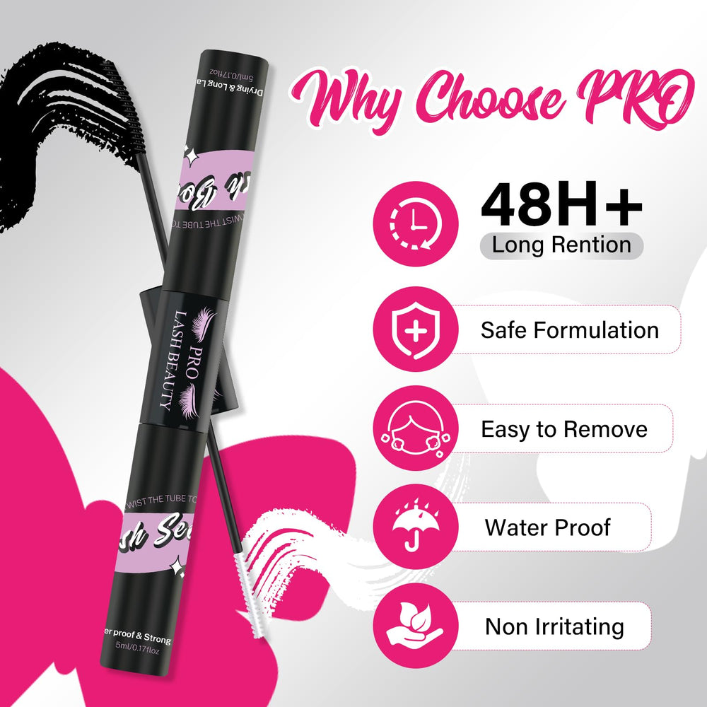 PRO LASHBEAUTY Instruction on tube demonstrates two-step process