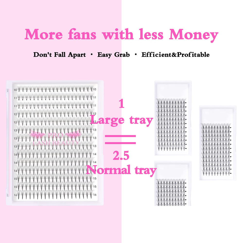 Invisible pointed base of PRO LASHBEAUTY premade fans prevents clumps on lashes.