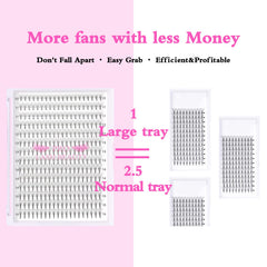 Invisible pointed base of PRO LASHBEAUTY premade fans prevents clumps on lashes.