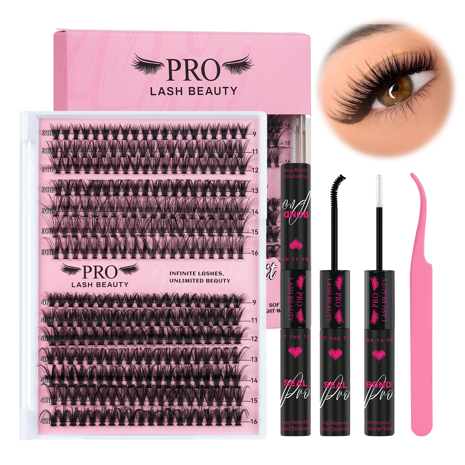 PRO LASHBEAUTY Lash Clusters Kit 280 Pcs for at-home looks