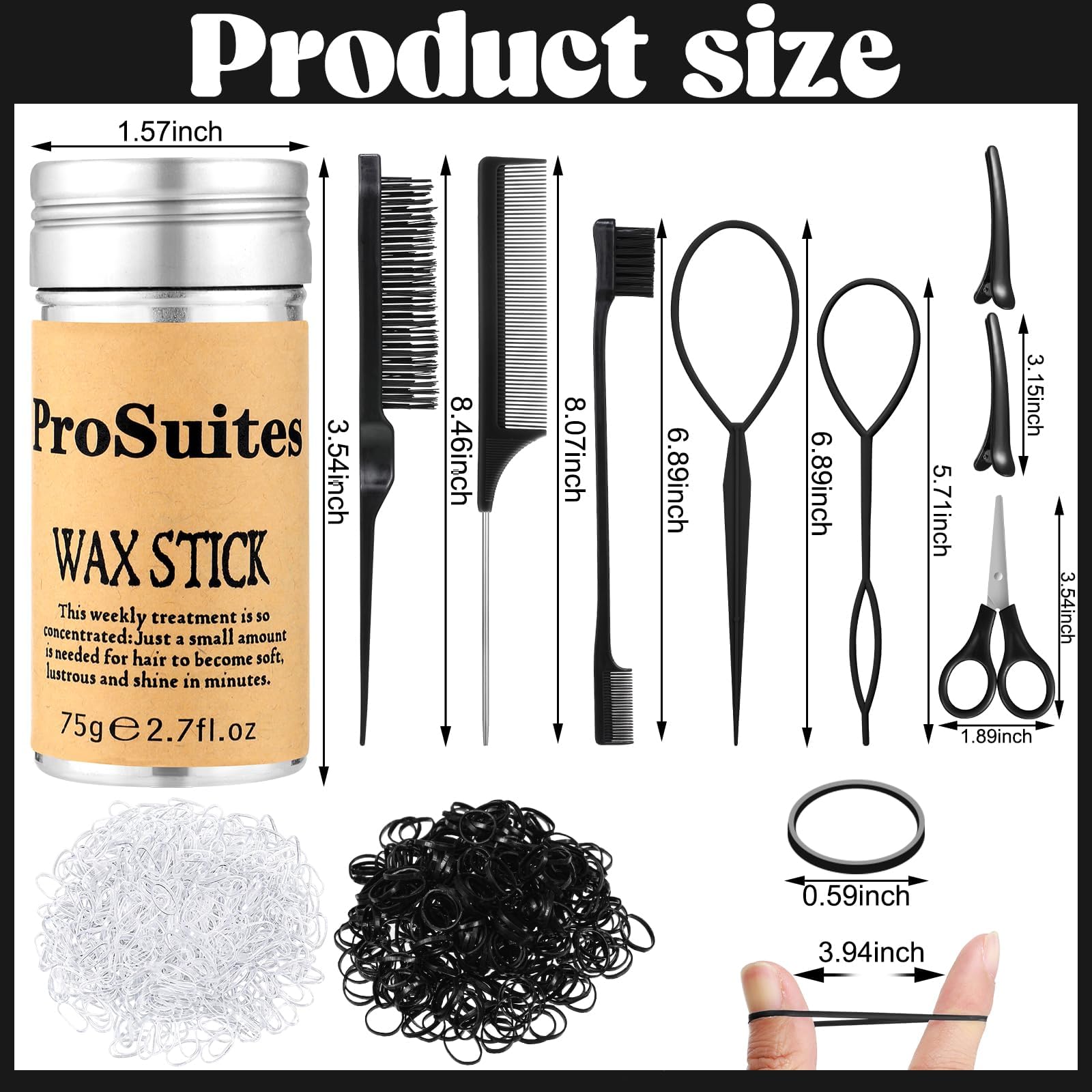 ProSuites Rubber bands bundle with 500 black bands for secure hold.