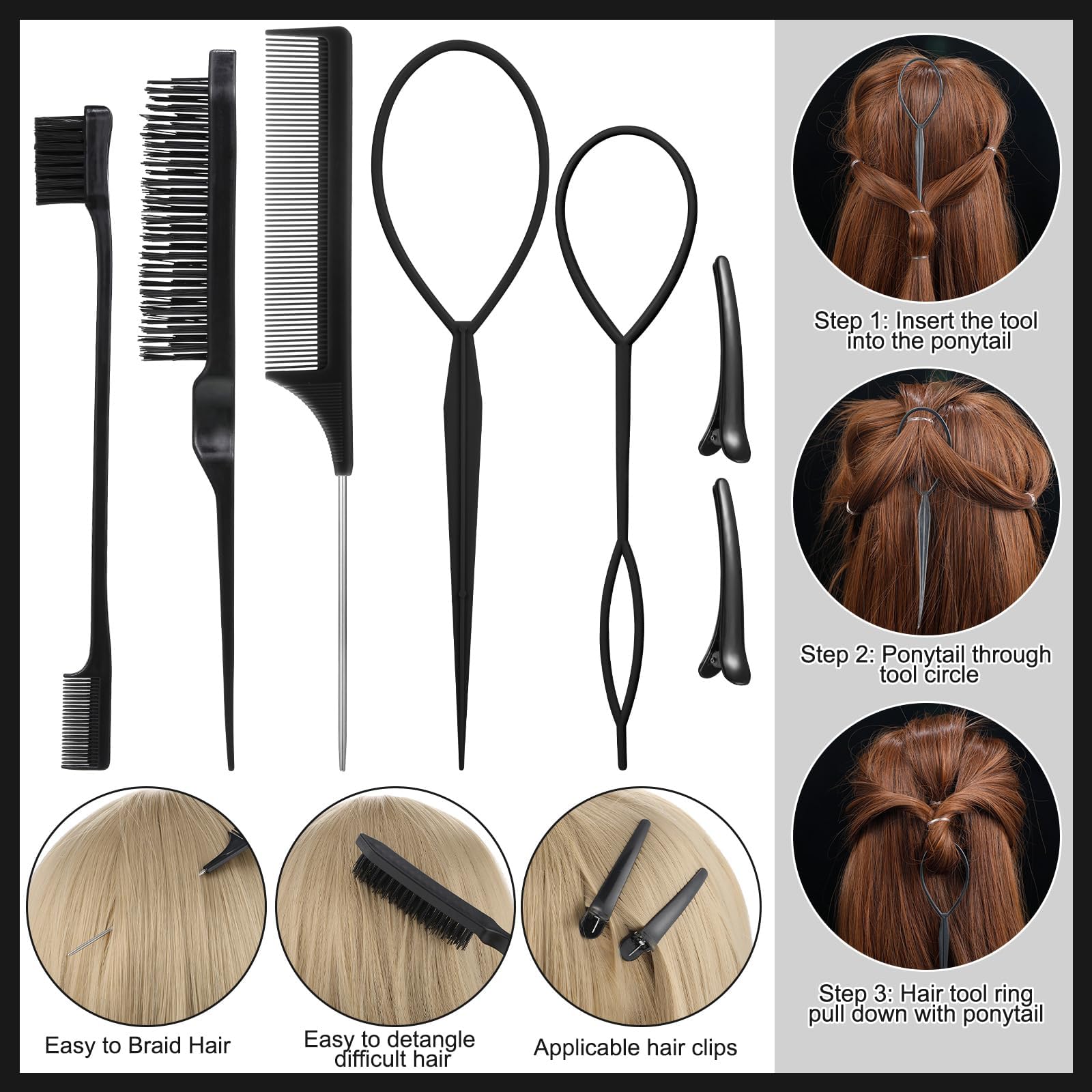 ProSuites Rat Tail Comb detail for precise parting.