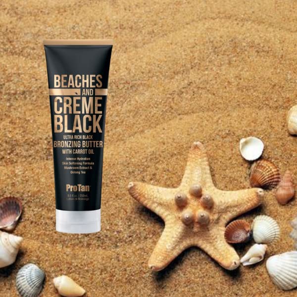 Paraben-free formula badge on Beaches & Creme packaging